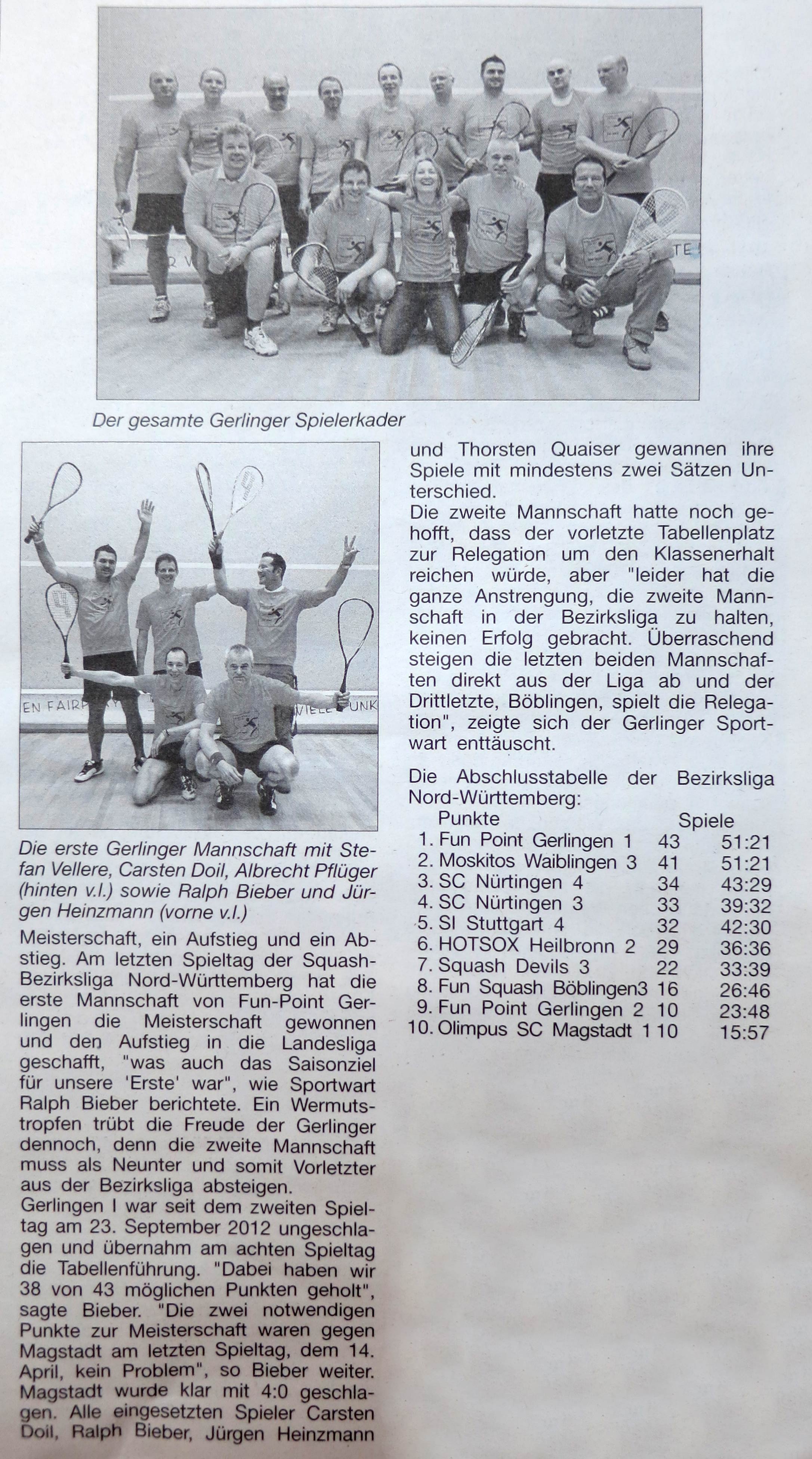 Artikel im Gerlinger Anzeiger